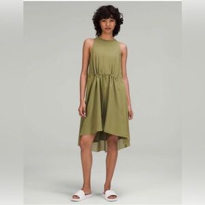 Lululemon Mesh Overlay High-Neck Dress in Bronze Green Size 12 Large XL NWT